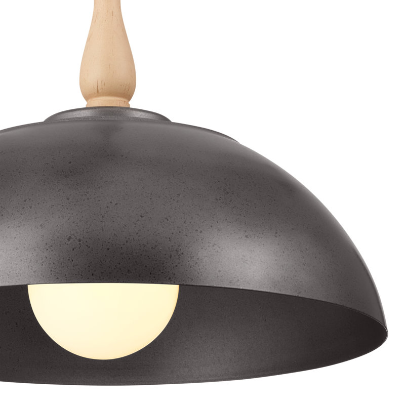 Fira Anvil Iron and Beech 18'' Single Pendant Light