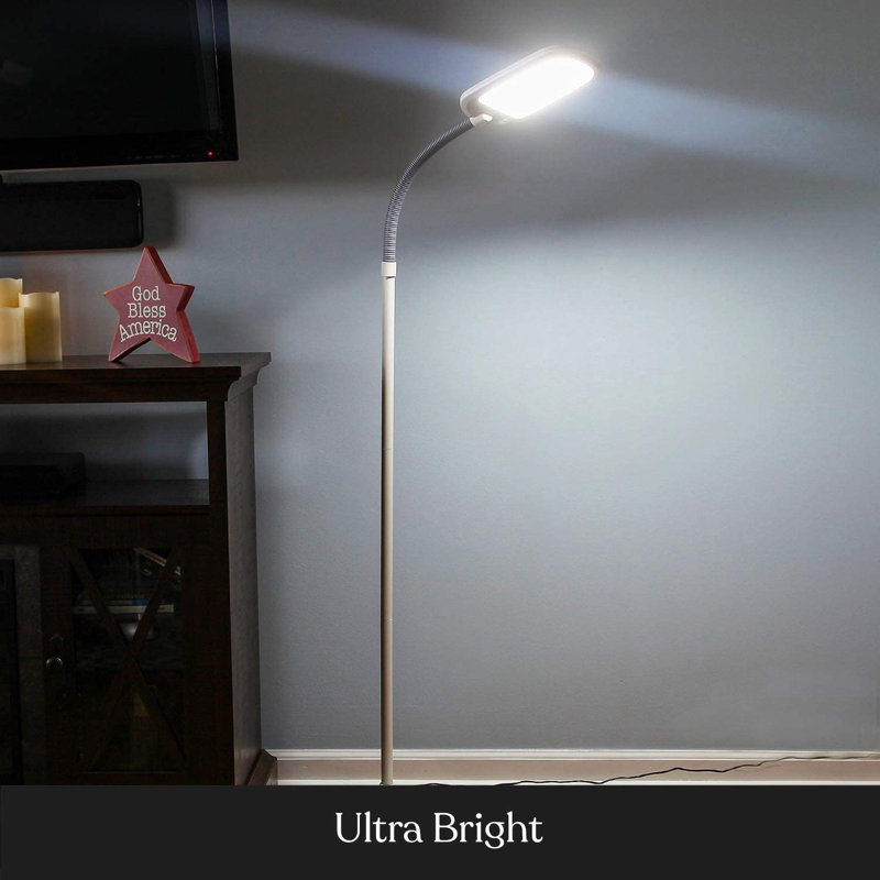 Arcadian Arc Adjustable 55" White LED Floor Lamp for Kids