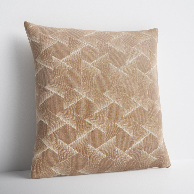 Gretchen Embroidered Beige Cotton Square Throw Pillow Set