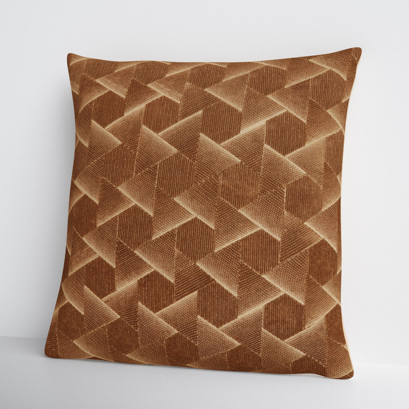 Gretchen Embroidered Brown Cotton 22" Square Throw Pillow Set
