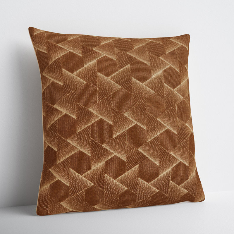 Gretchen Embroidered Brown Cotton 22" Square Throw Pillow Set