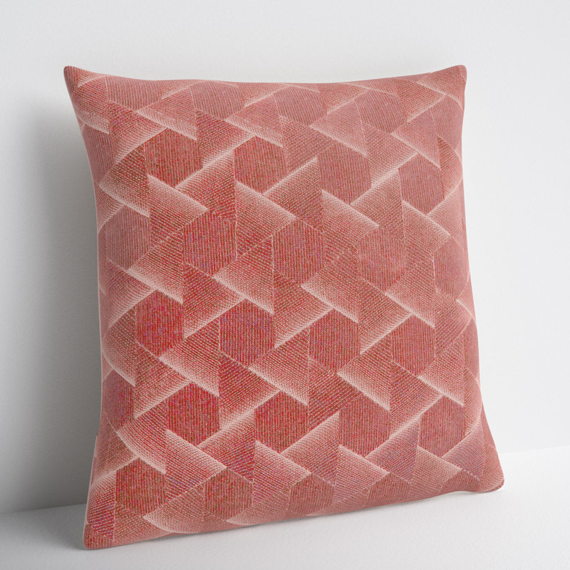 Dark Pink Embroidered Cotton Velvet Throw Pillow Set