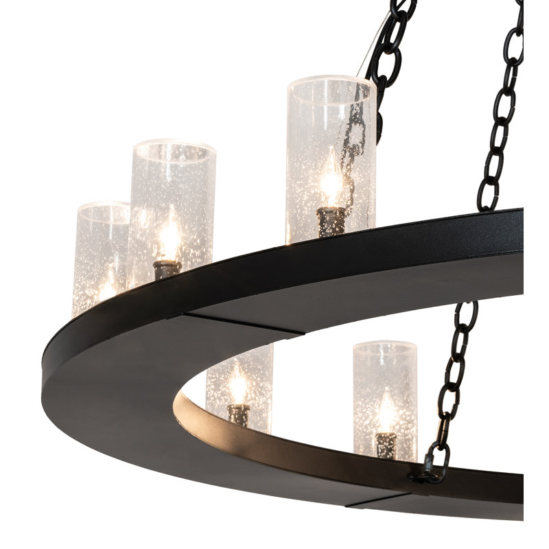 Textured Black 28-Light Modern Chandelier with Clear Seeded Glass