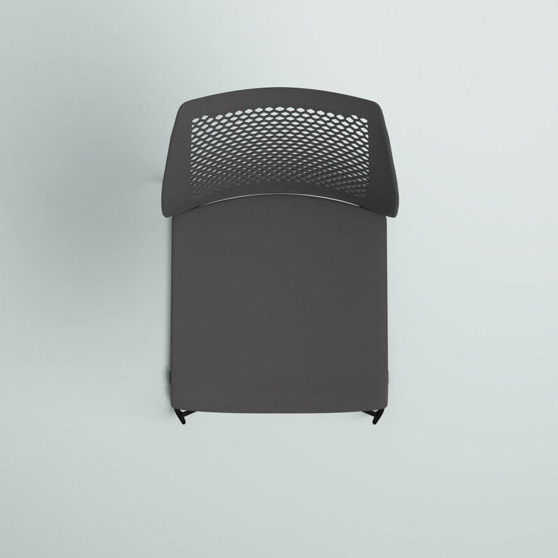 Black Armless Stacking Chair with Air-Vent Back
