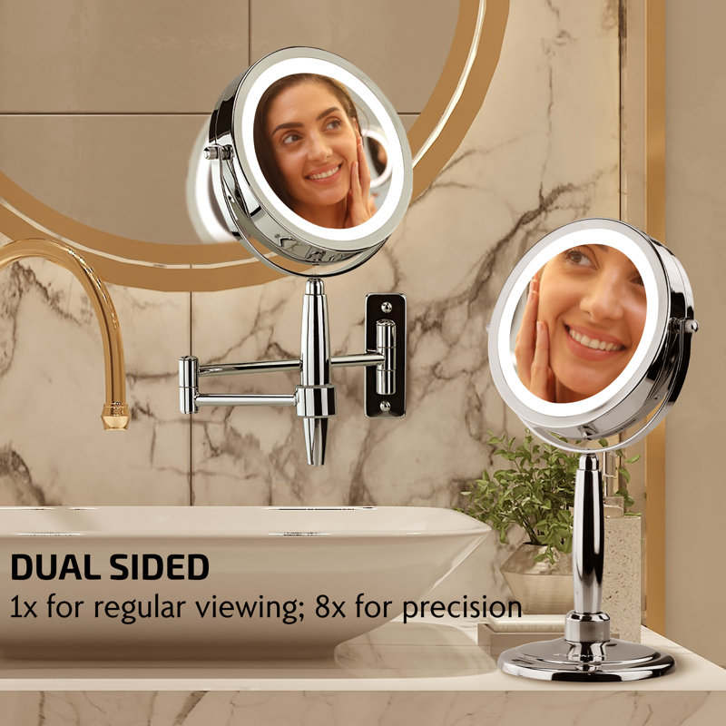 7'' Silver Wall Mounted LED Magnifying Mirror