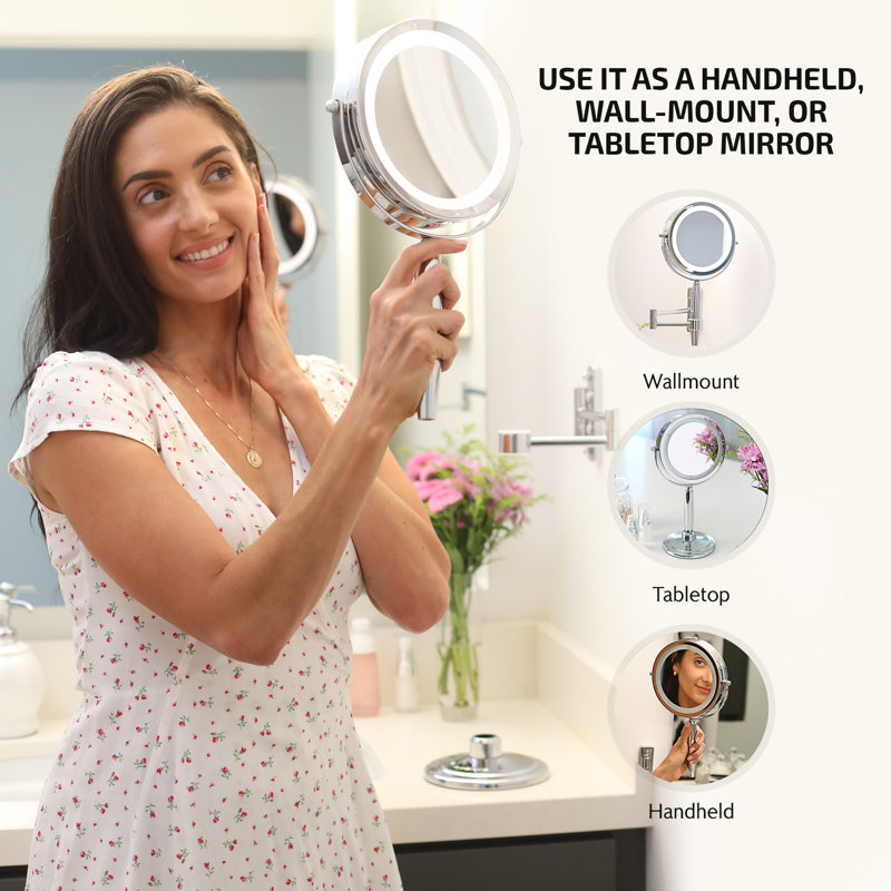 7'' Silver Wall Mounted LED Magnifying Mirror