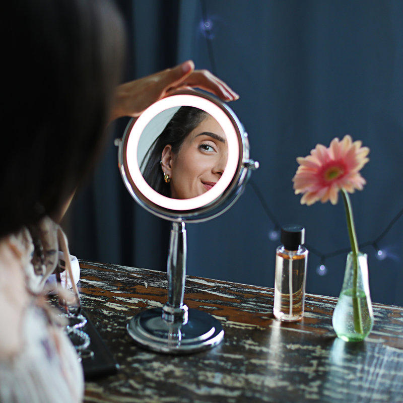 7'' Silver Wall Mounted LED Magnifying Mirror