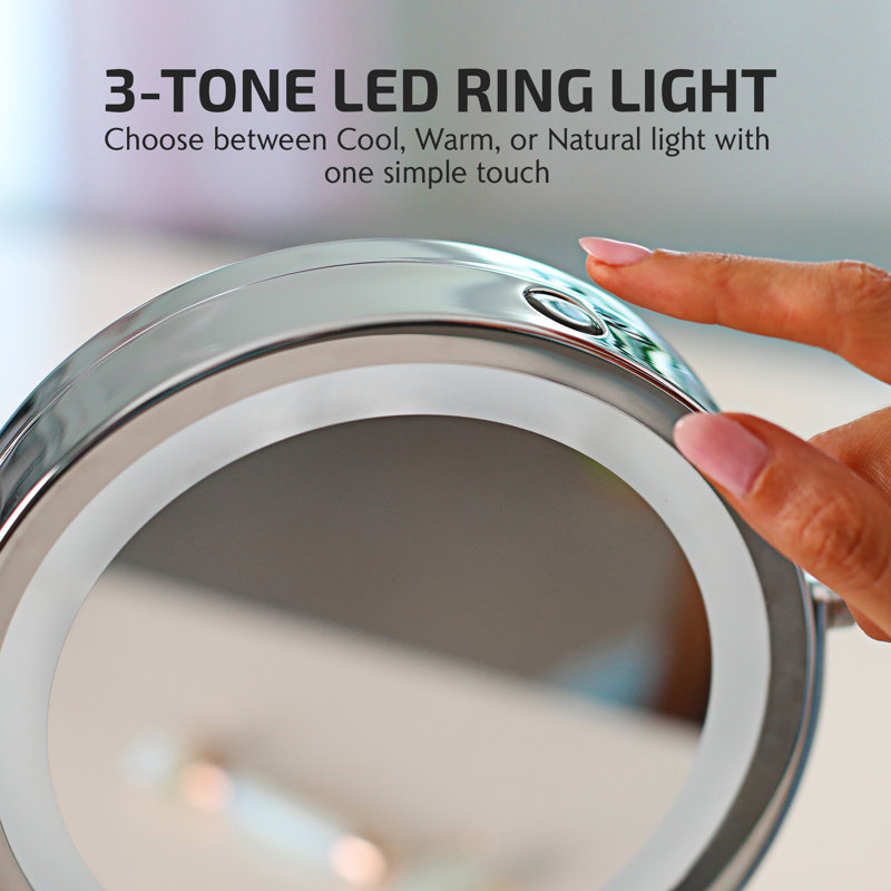7'' Silver Wall Mounted LED Magnifying Mirror