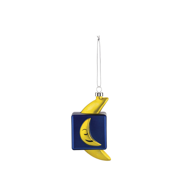 Blue and Yellow Glass Mooncube Hanging Ornament