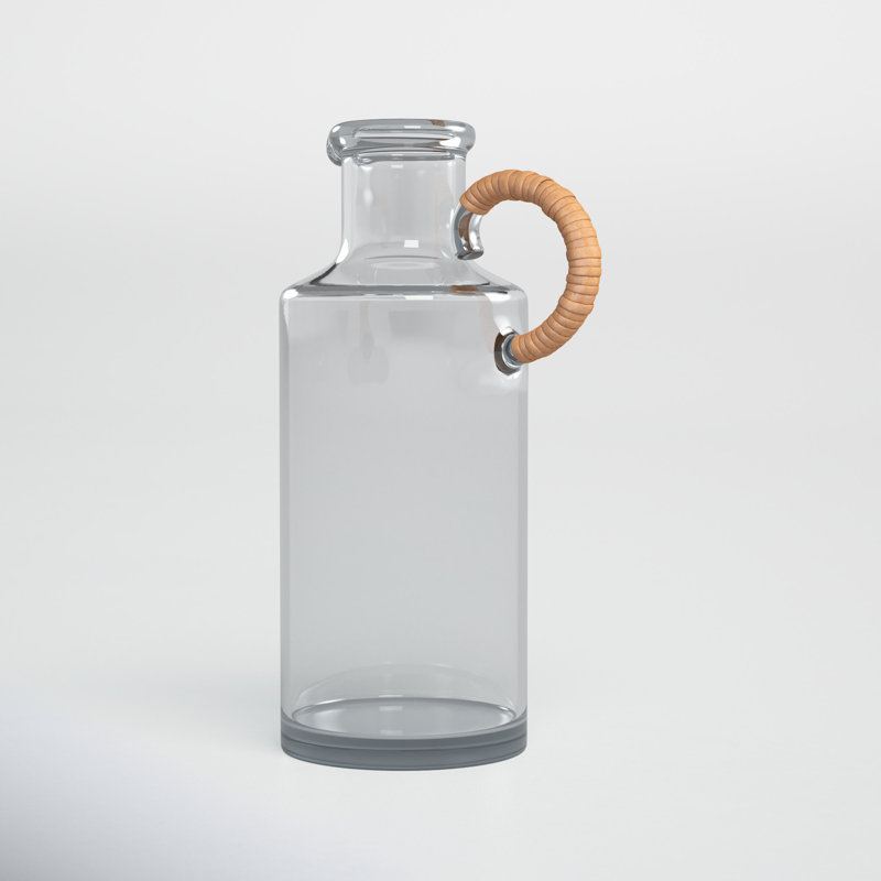 Quebec 10'' Clear Glass Decorative Bottle with Natural Handle