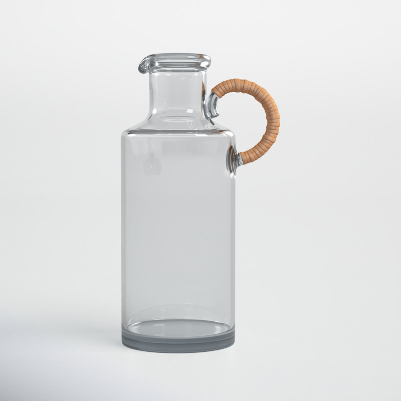 Quebec 10'' Clear Glass Decorative Bottle with Natural Handle