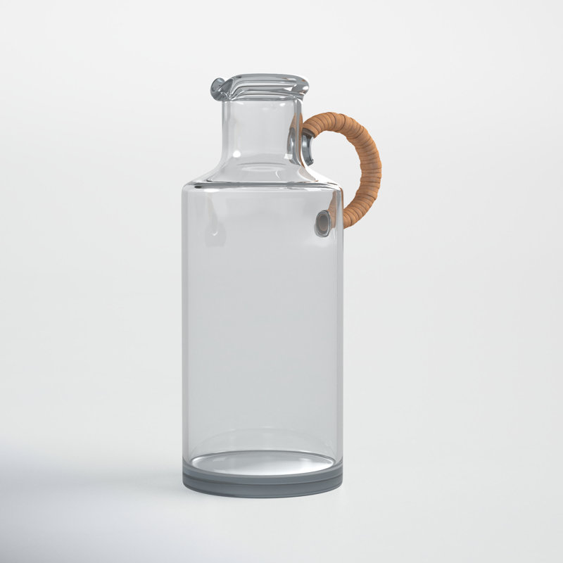 Quebec 10'' Clear Glass Decorative Bottle with Natural Handle