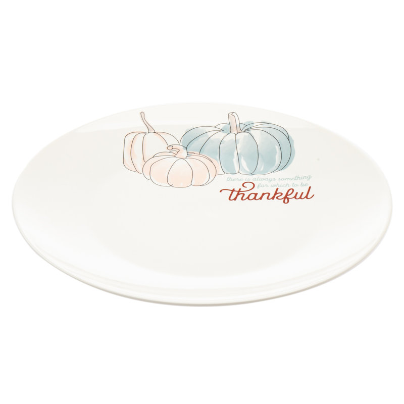 White and Multicolor Porcelain Round Fall Serving Platter