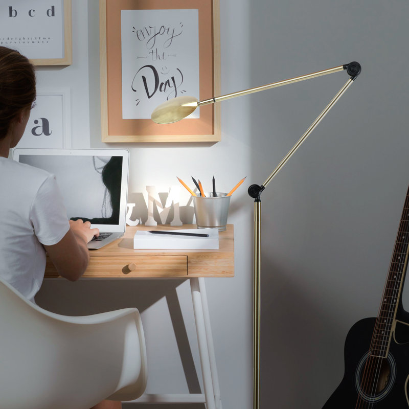 Sage 68" Gold Adjustable Arc LED Floor Lamp with 3-Way Switch