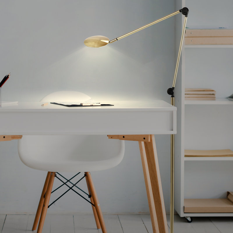 Sage 68" Gold Adjustable Arc LED Floor Lamp with 3-Way Switch