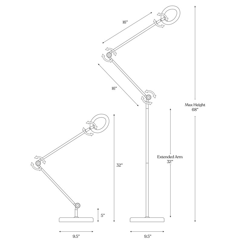 Sage 68" Matte Black Adjustable LED Arc Floor Lamp with 3-Way Touch