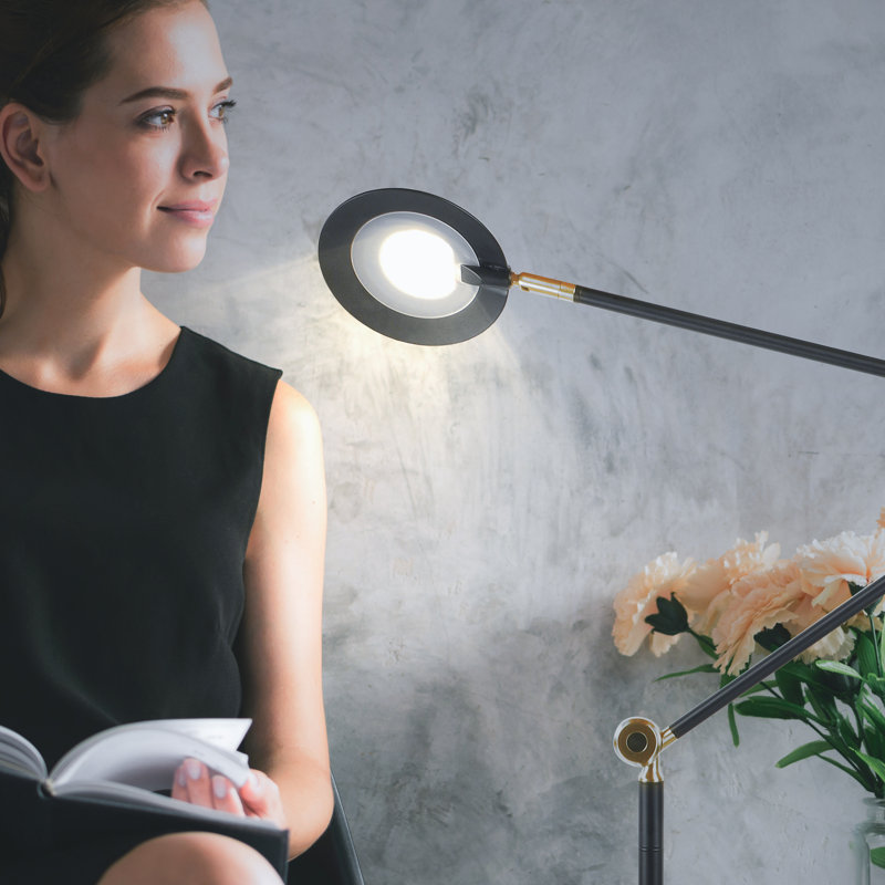 Sage 68" Matte Black Adjustable LED Arc Floor Lamp with 3-Way Touch