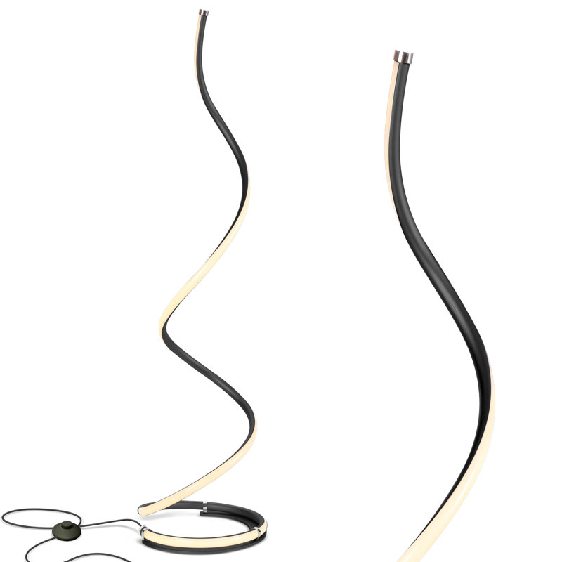 Sleek Allure 38" Jet Black LED Spiral Floor Lamp with Dimmer