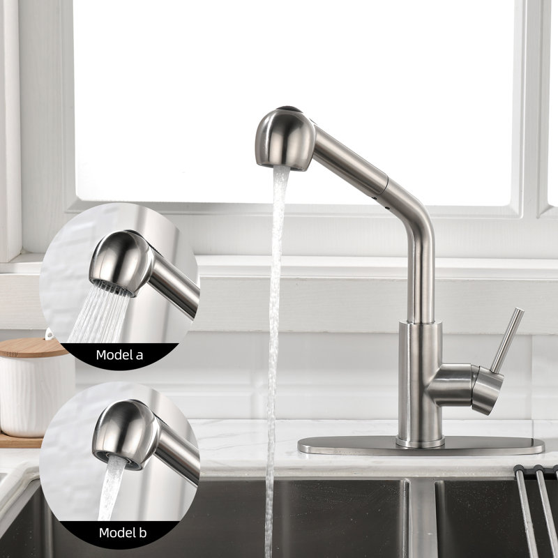 Brushed Nickel Single Handle Pull-out Spray Kitchen Faucet