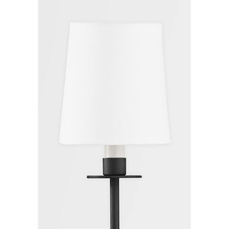 Bodhi Dimmable Modern Farmhouse Black Iron Sconce with White Linen Shade