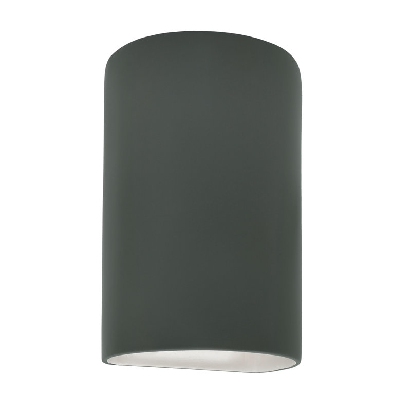 Pewter Green Ceramic Cylinder Wall Sconce