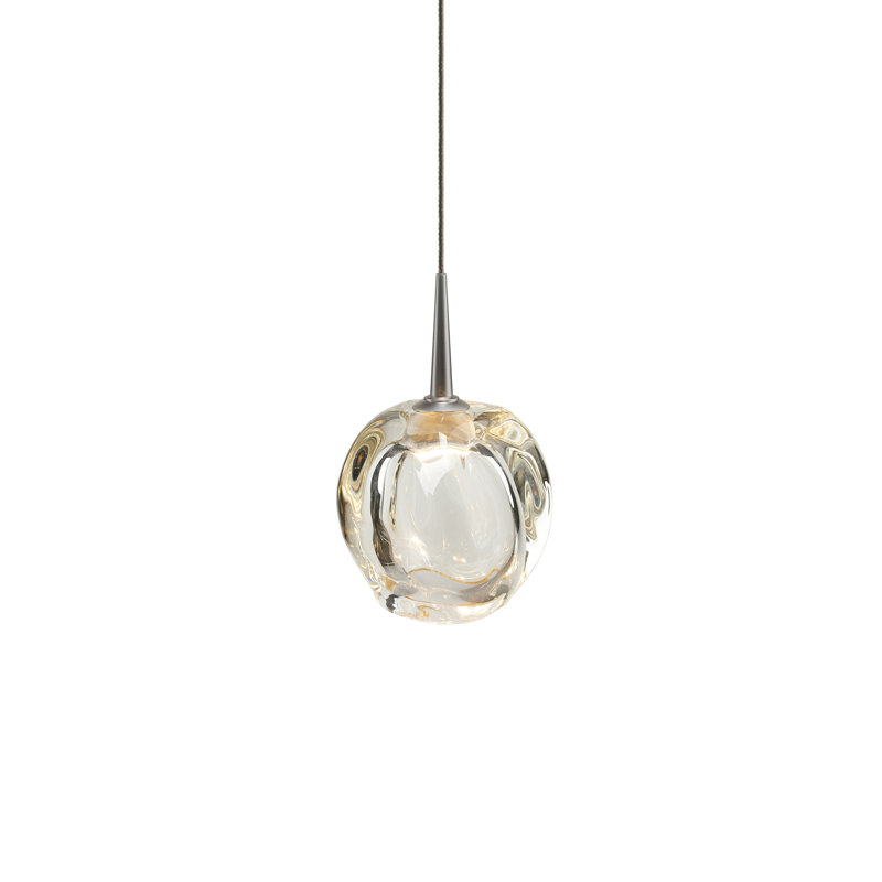 Aurora Matte Chrome Globe LED Pendant with Artisan Glass