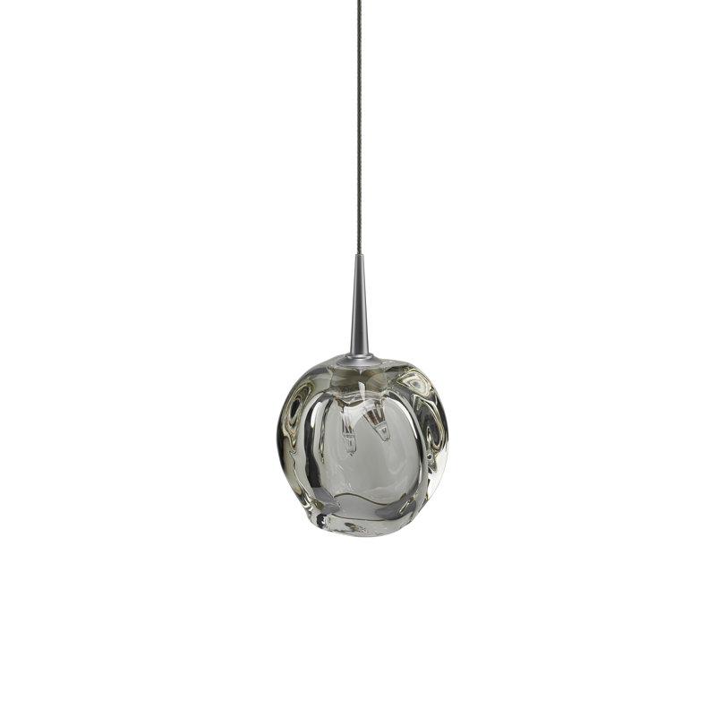 Aurora Matte Chrome Globe LED Pendant with Artisan Glass