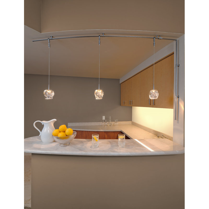 Aurora Matte Chrome Globe LED Pendant with Artisan Glass
