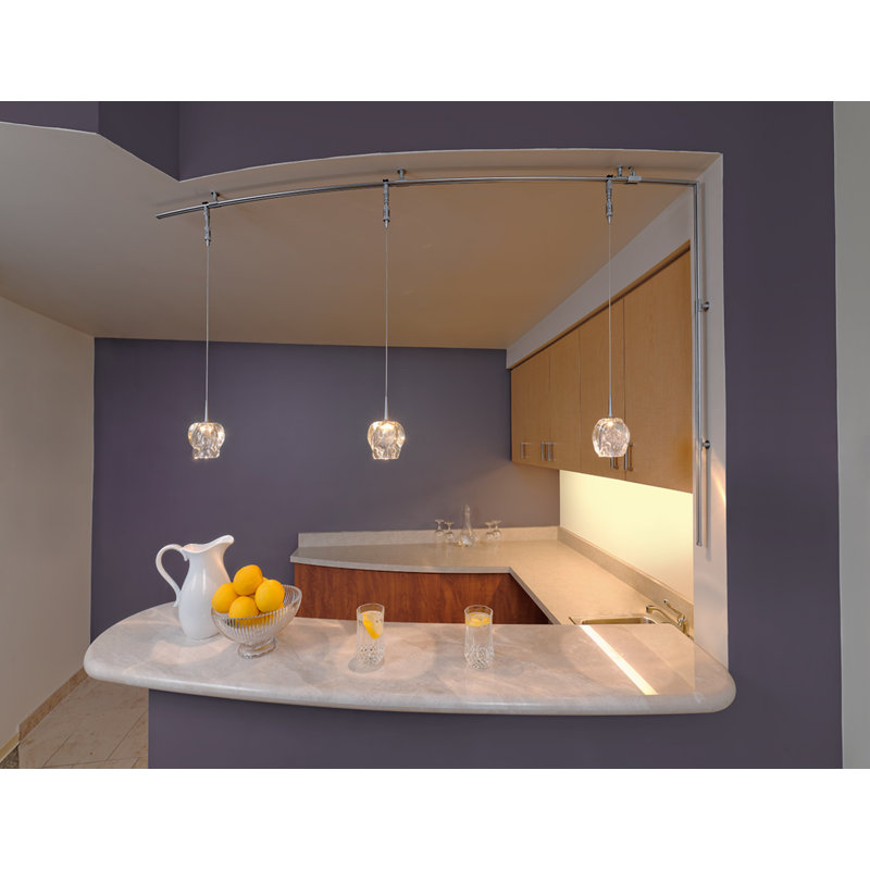 Aurora Matte Chrome Globe LED Pendant with Artisan Glass