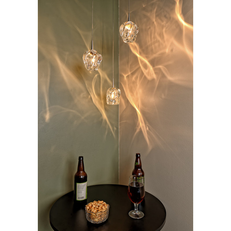Aurora Matte Chrome Globe LED Pendant with Artisan Glass