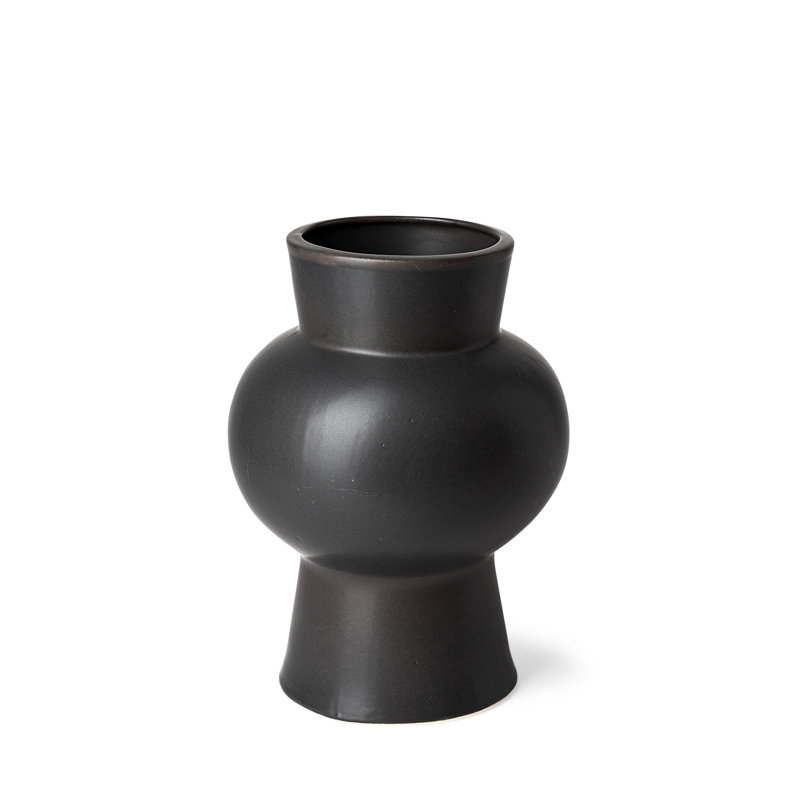 Matte Black Trumpet Ceramic Decorative Table Vase
