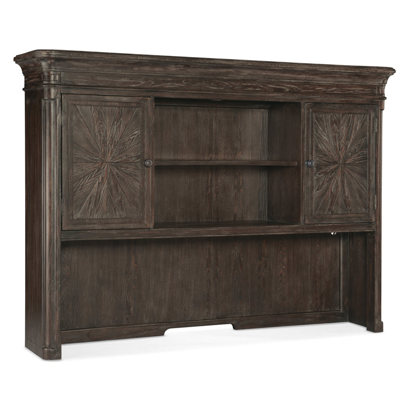 Maduro Vintage Pine and Oak Lighted Credenza Hutch
