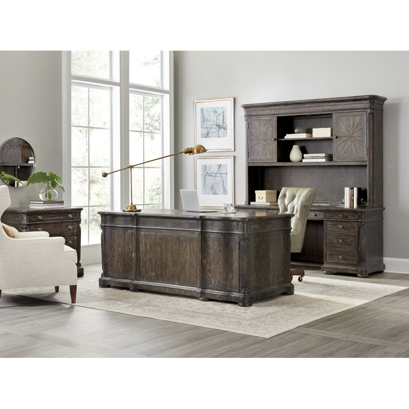 Maduro Vintage Pine and Oak Lighted Credenza Hutch