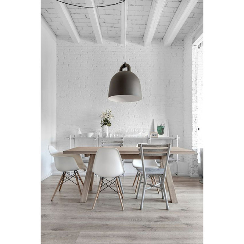 White Molded Plastic Armchairs with Natural Wooden Legs