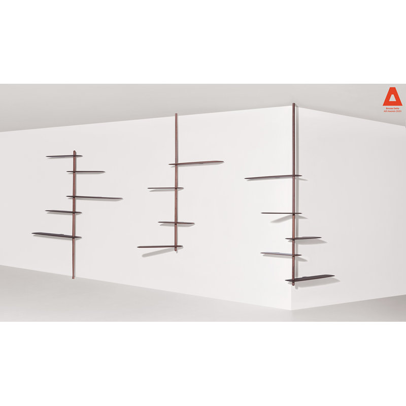 Walnut Wall-Mounted Solid and Manufactured Wood Shelving Unit