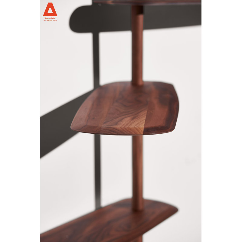 Walnut Wall-Mounted Solid and Manufactured Wood Shelving Unit