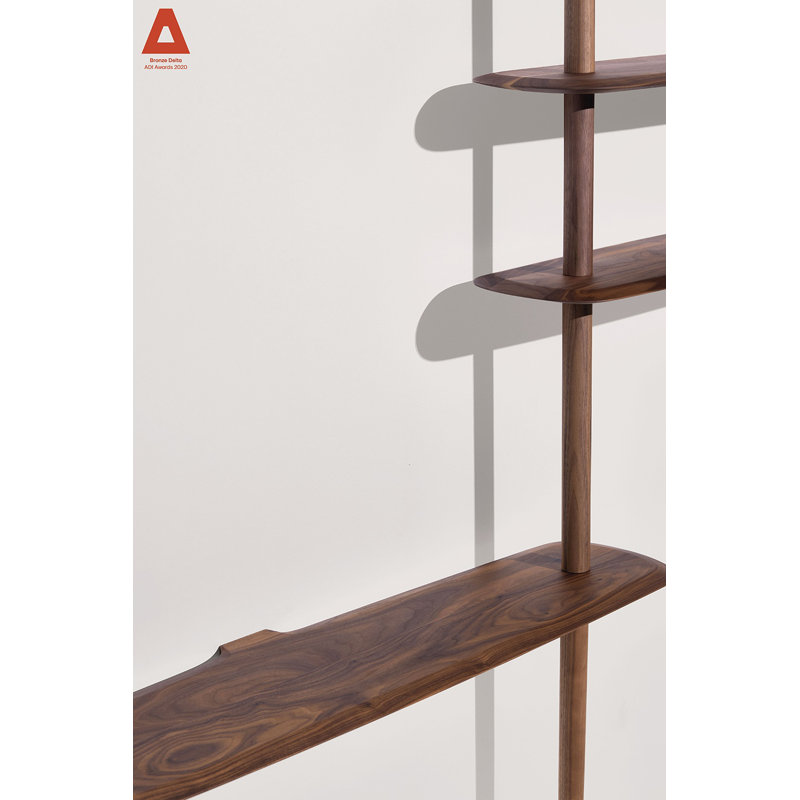 Walnut Wall-Mounted Solid and Manufactured Wood Shelving Unit
