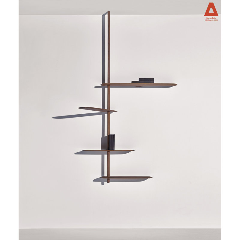 Walnut Wall-Mounted Solid and Manufactured Wood Shelving Unit