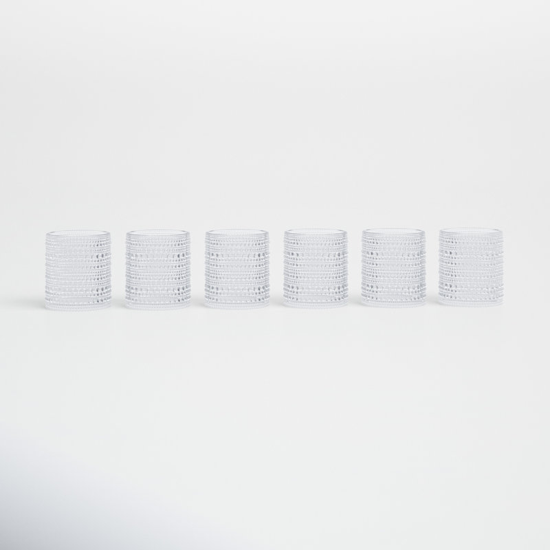 Clear Beaded Hobnail Glass Set of 6, 10 oz.