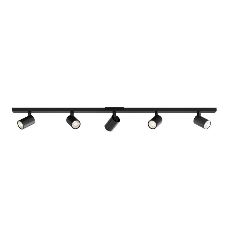 Matte Black 5-Light Adjustable LED Ceiling Spotlight