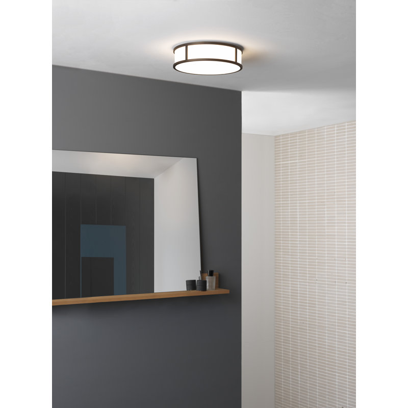 Mashiko Bronze Glass Drum LED Flush Mount Ceiling Light