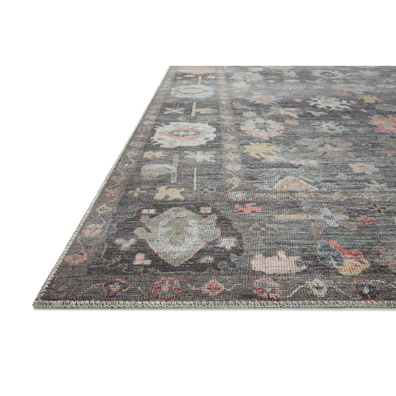 Elysium Charcoal Oriental Floral 8'6" x 11'6" Wool-Synthetic Blend Rug