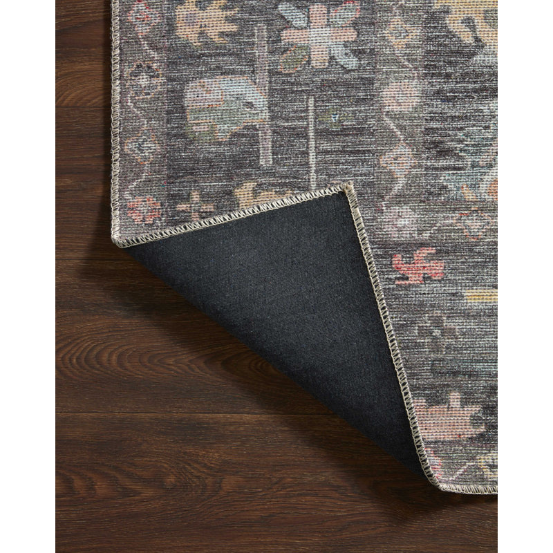Elysium Charcoal Oriental Floral 8'6" x 11'6" Wool-Synthetic Blend Rug