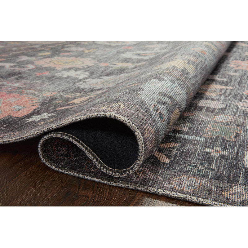 Elysium Charcoal Oriental Floral 8'6" x 11'6" Wool-Synthetic Blend Rug