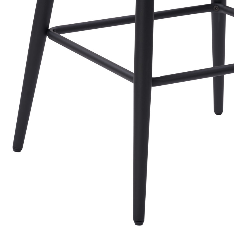 Elegant Luxe Black Velvet 28'' Barstool with Modern Iron Legs
