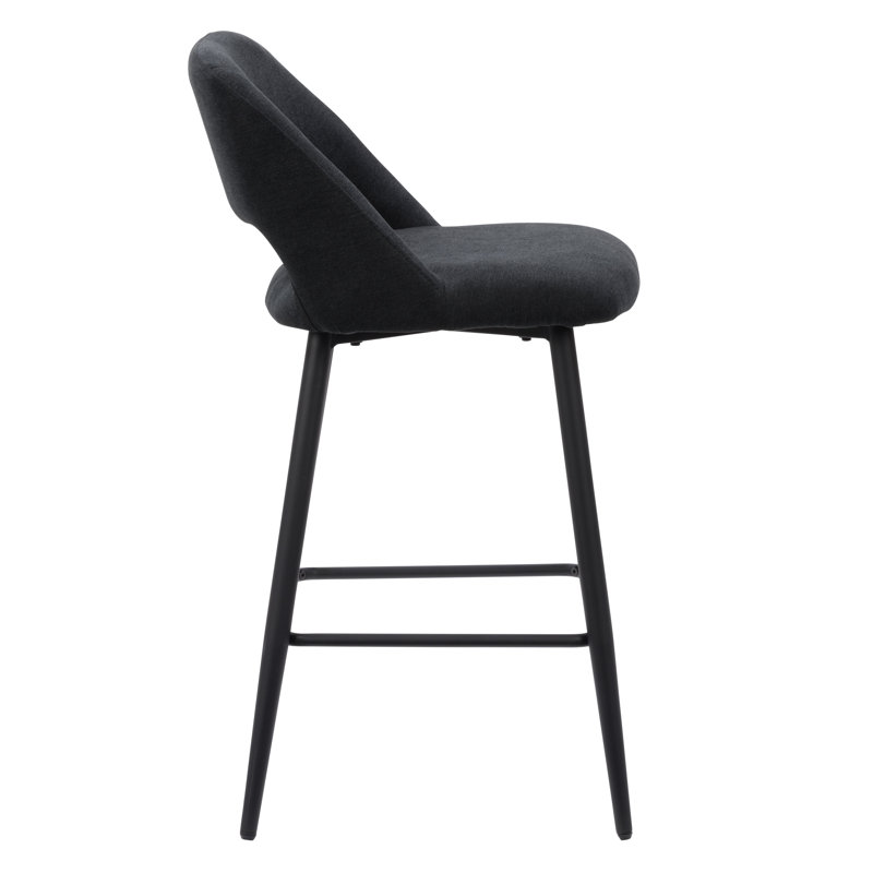 Elegant Luxe Black Velvet 28'' Barstool with Modern Iron Legs