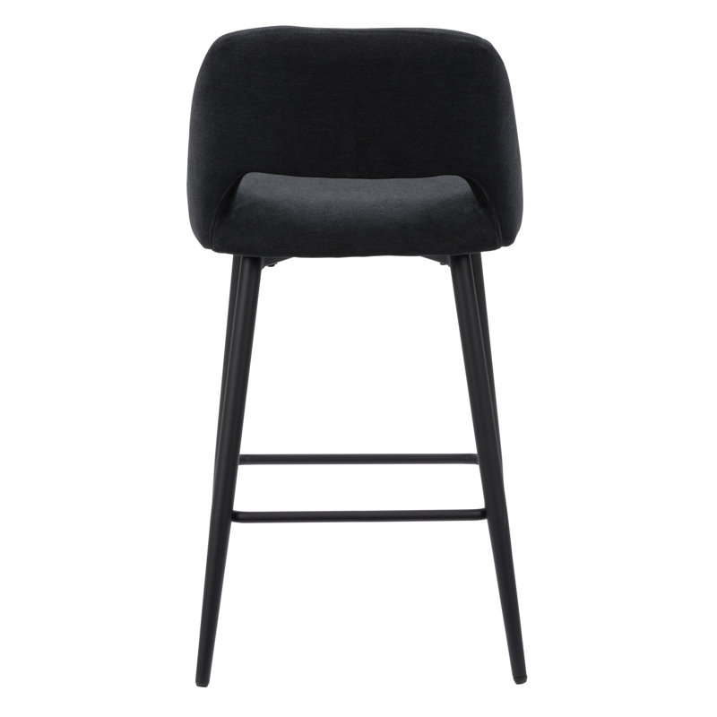 Elegant Luxe Black Velvet 28'' Barstool with Modern Iron Legs