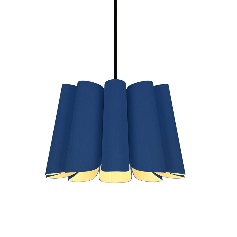 Blue Glass Mini Drum LED Pendant Light