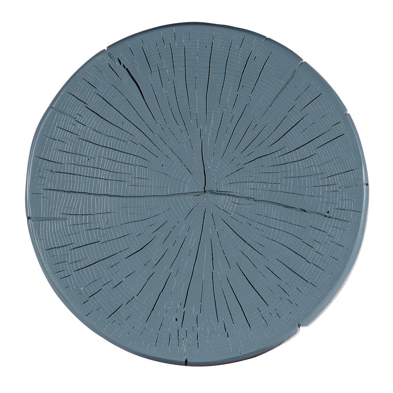 Blue and White Diamond Motif Round Resin Side Table