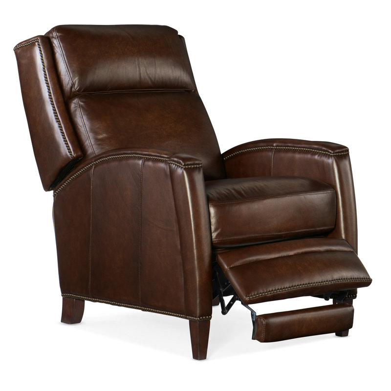 Brindisi San Marco Brown Leather Recliner with Dark Wood Base